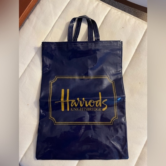 Harrods “London” Iconic Midnight Blue Shopper with Gold Accents 9x12 - Picture 4 of 5
